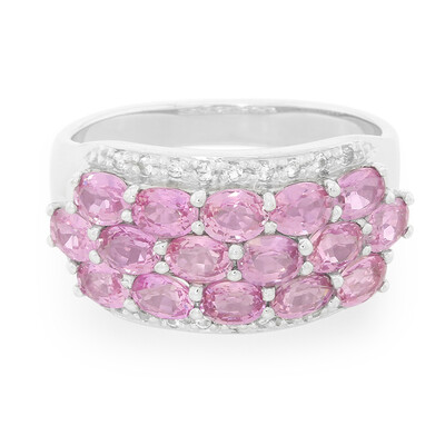Zilveren ring met Ceylon roze saffieren