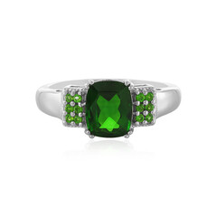 Zilveren ring met een Russische diopsied