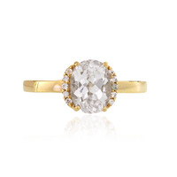 Gouden ring met een witte kunziet