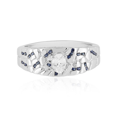 Zilveren ring met een witte saffier (Adela Silber)