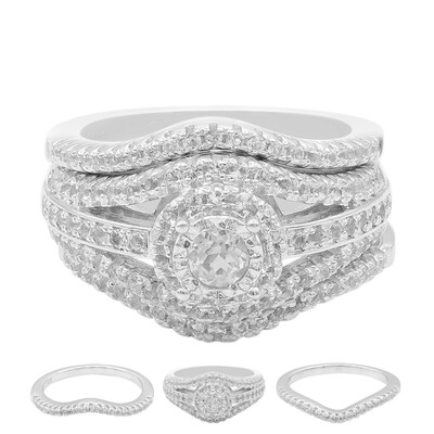 Zilveren ring met een witte topaas