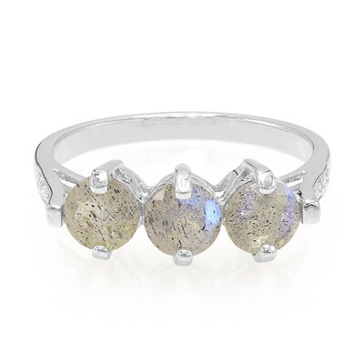 Zilveren ring met spectrolietstenen