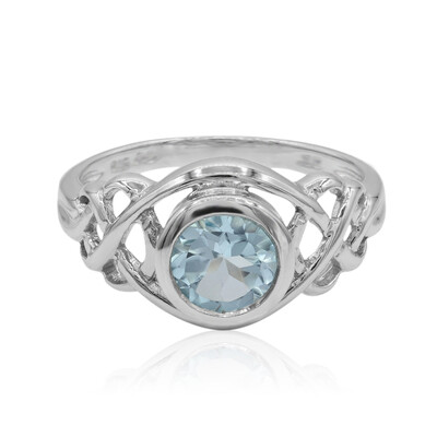 Zilveren ring met een hemel-blauwe topaas
