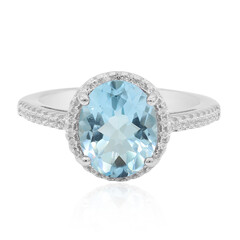 Zilveren ring met een hemel-blauwe topaas