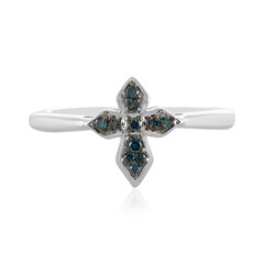 Zilveren ring met I2 Blauwe Diamanten
