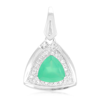 Zilveren hanger met een groene chalcedoon