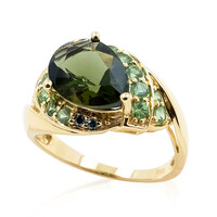 Gouden ring met een moldaviet