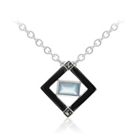 Zilveren halsketting met een Blauwe chalcedoon