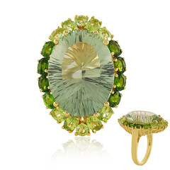 Zilveren ring met een groene amethist