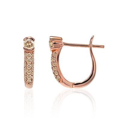 Gouden oorbellen met SI1 Argyle Rose De France Diamanten (Annette)