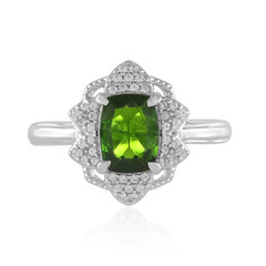 Zilveren ring met een Russische diopsied
