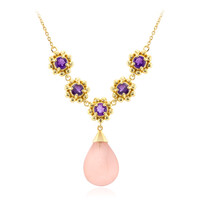 Zilveren halsketting met een roze chalcedon