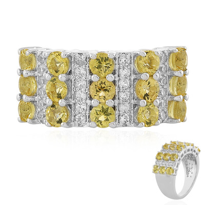 Zilveren ring met gouden berilstenen