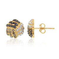 Zilveren oorbellen met Chocolate Diamonds