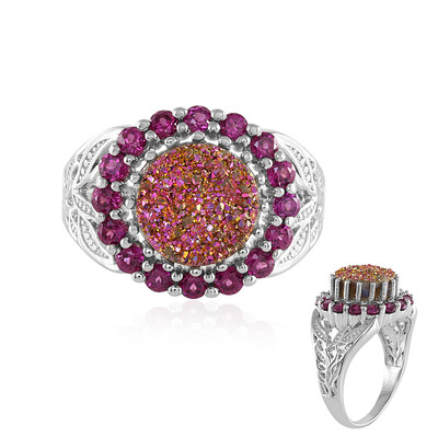Zilveren ring met een Roze Glitter Agaat