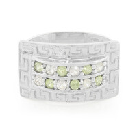 Zilveren ring met groene saffieren