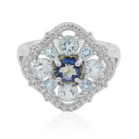 Zilveren ring met een blauwe mystieke kwarts