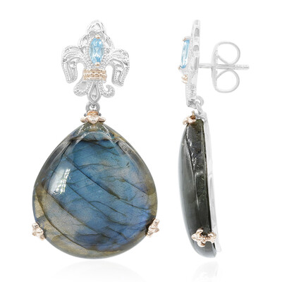 Zilveren oorbellen met labradorieten (Dallas Prince Designs)