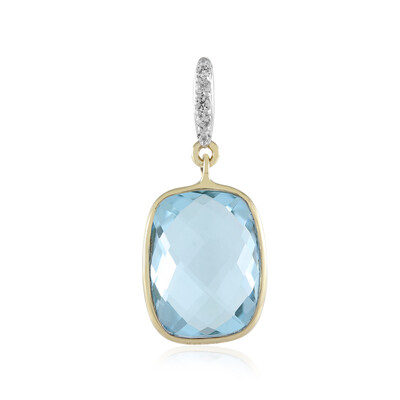 Gouden hanger met een hemel-blauwe topaas