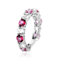 Zilveren ring met roze topaasstenen