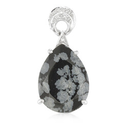Zilveren hanger met een sneeuwvlokken obsidiaan