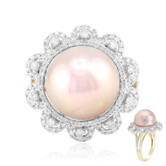 Gouden ring met een koninklijke roze Ming parel (TPC)