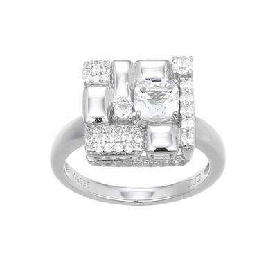 Zilveren ring met een witte topaas (Adela Silber)