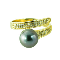 Gouden ring met een Tahiti parel (de Melo)