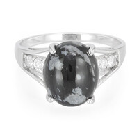 Zilveren ring met een sneeuwvlokken obsidiaan