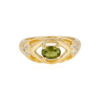 Zilveren ring met een moldaviet