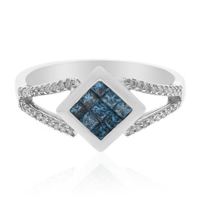 Gouden ring met blauwe diamanten