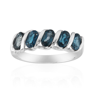 Zilveren ring met Londen-blauwe topaasstenen
