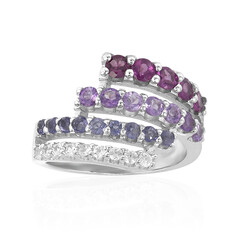 Zilveren ring met rhodolieten
