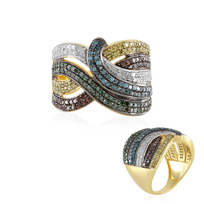 Zilveren ring met I3 (J) Diamanten
