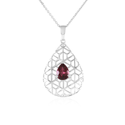 Gouden halsketting met een framboos rhodoliet (Ornaments by de Melo)