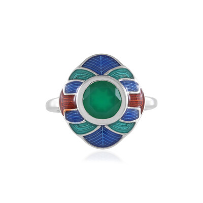 Zilveren ring met een Groene onyx (Adela Silber)