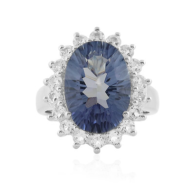 Zilveren ring met een blauwe mystieke kwarts