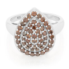 Zilveren ring met rode diamanten