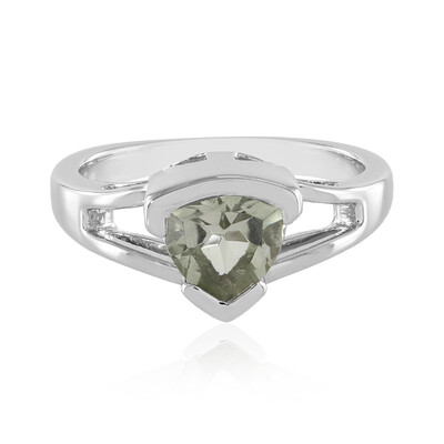 Zilveren ring met een groene amethist