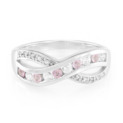 Zilveren ring met Ceylon roze saffieren