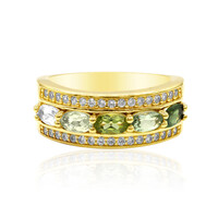 Zilveren ring met groene toermalijnen