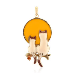 Zilveren hanger met een oranje saffier