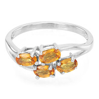 Zilveren ring met oranje saffieren