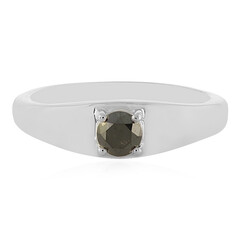 Zilveren ring met een zwarte diamant