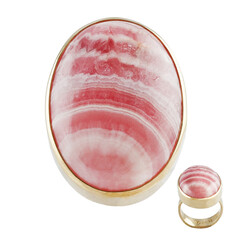 Zilveren ring met een rhodochrosiet (Bali Barong)