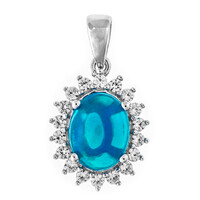Zilveren hanger met een Caribisch Blauwe opaal