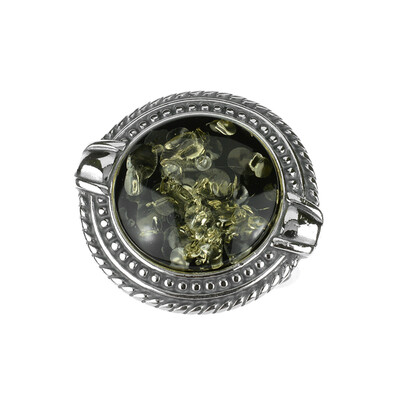 Zilveren ring met een Baltische barnsteen (dagen)