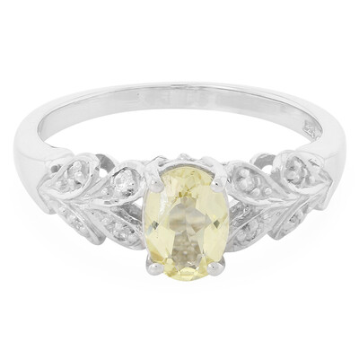 Zilveren ring met een gele beril