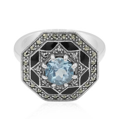 Zilveren ring met een hemel-blauwe topaas
