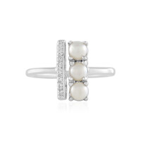Zilveren ring met Witte zoetwater kweekparels